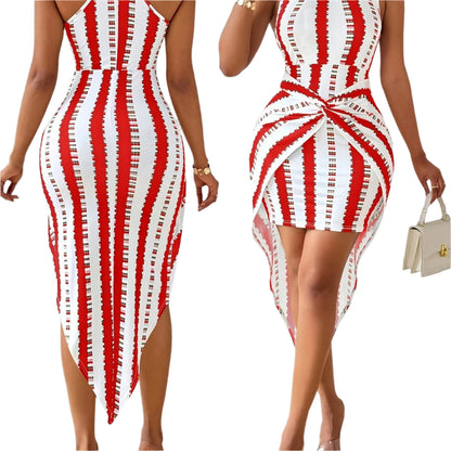 Women's Elegant Striped Stylish, Printed Casual Dress