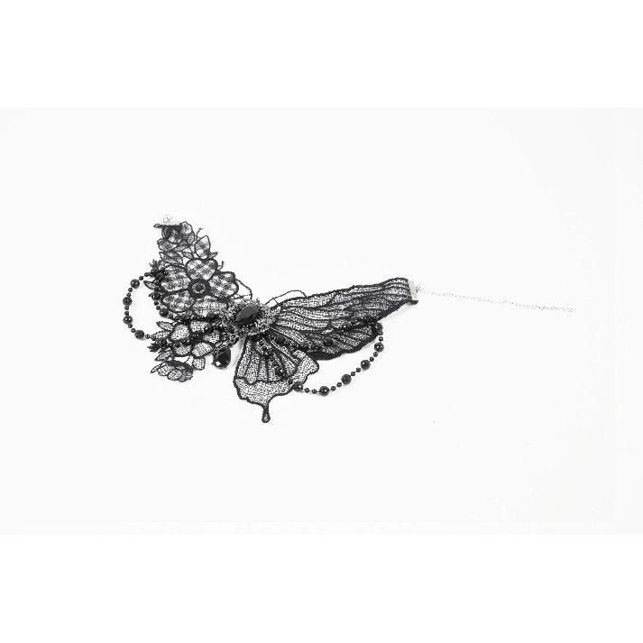 Collier Lysandra papillon dentelle perlé Dark in Love