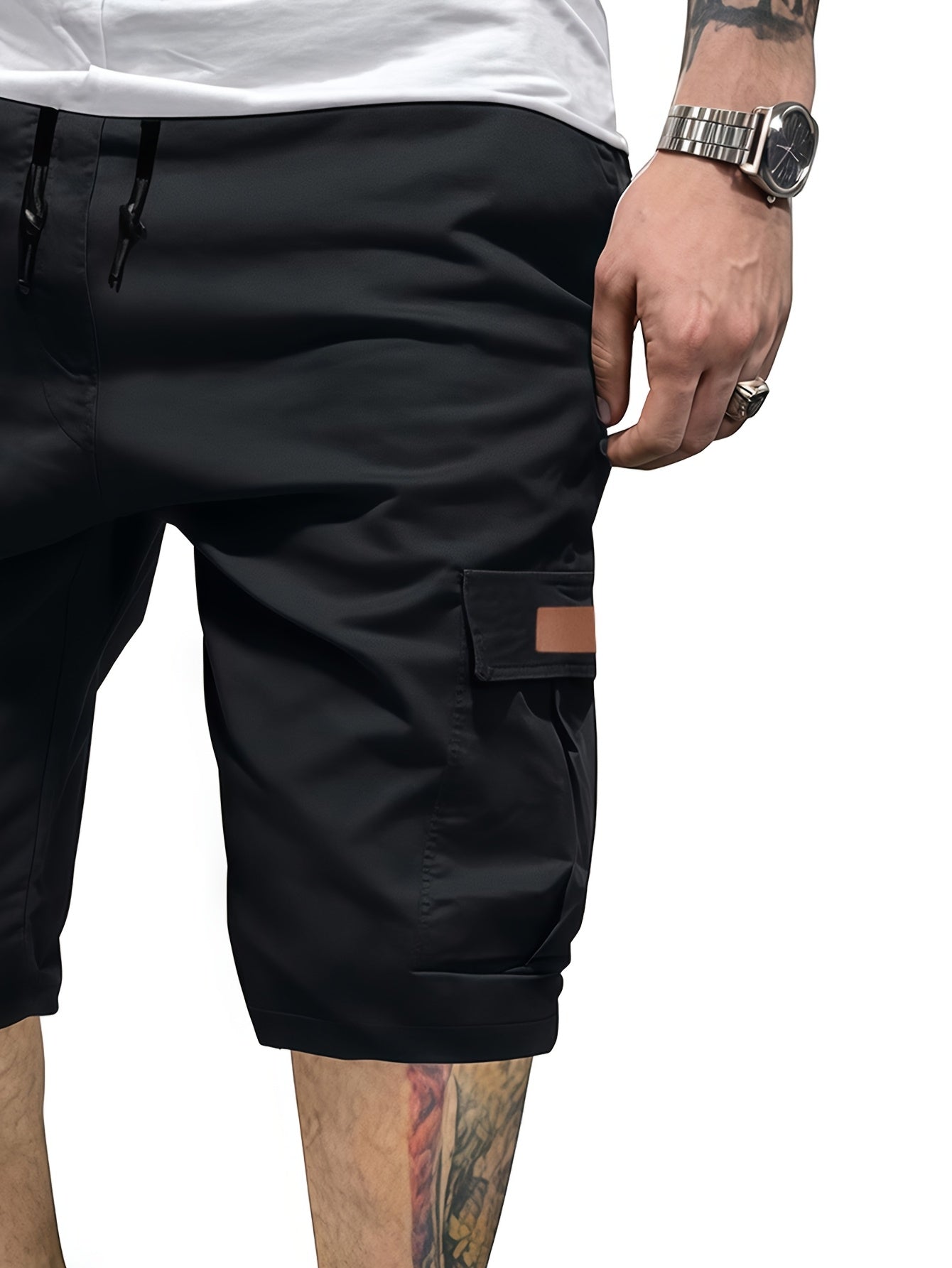 Pantalon de Travail d'Été pour Hommes Multi-Poches Polyester Non Extensible Shorts