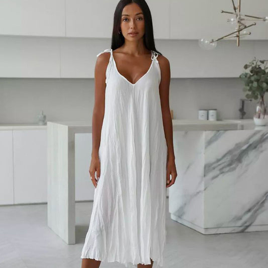 White Comfortable Sling Dress
