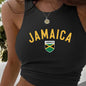 Women's Y2K Jamaica Graphic Print Crop Tank Top Black Sleeveless Stretchy Polyester Blend Casual Top