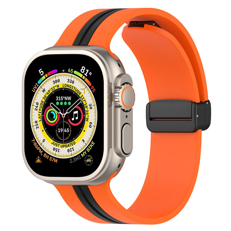 Magnetic Buckle Striped Two-tone