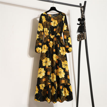 Womens Long-Sleeve Crew-Neck Base-Layer Waist-Cinching Slimming Dress