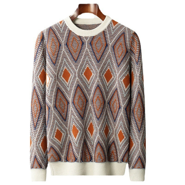 Pull basique losanges rétro pour homme