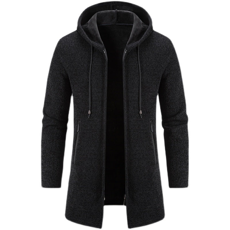 Men's Cardigan Mid-length Hooded Jacket