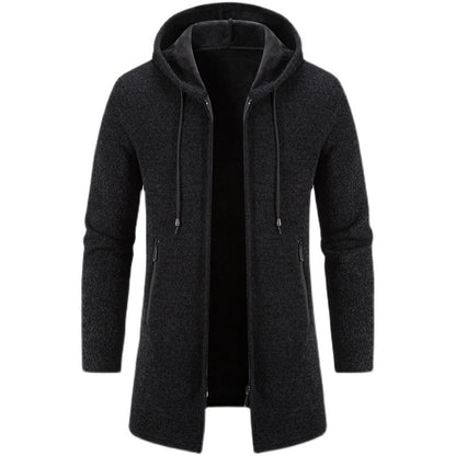 Men's Cardigan Mid-length Hooded Jacket