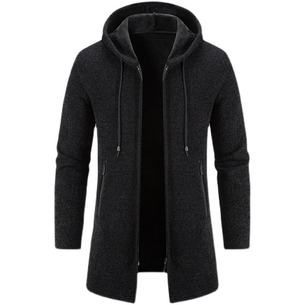 Men's Cardigan Mid-length Hooded Jacket