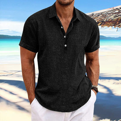 Men’s Business Casual Shirt with Lapel Collar – Smart Slim Short Sleeve