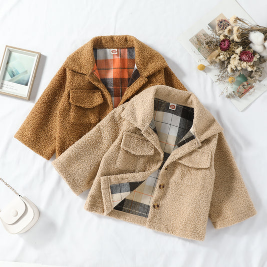 Plush Plaid Reversible Coat
