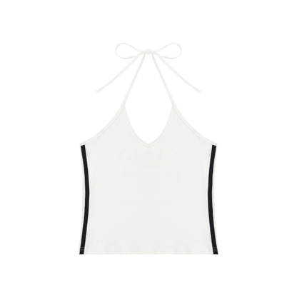 Women's Color Block Halter Crop Tank Top 210GSM