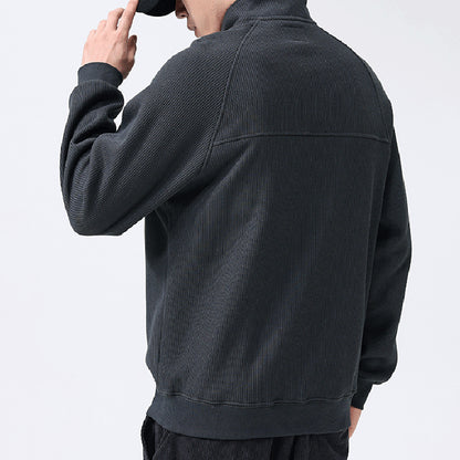 Mens Stand-collar Fleece Sweatshirt