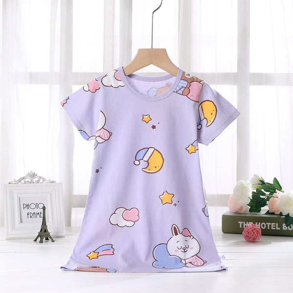 Chemise de nuit pour fille en pur coton, fine, d'été, pour la maison