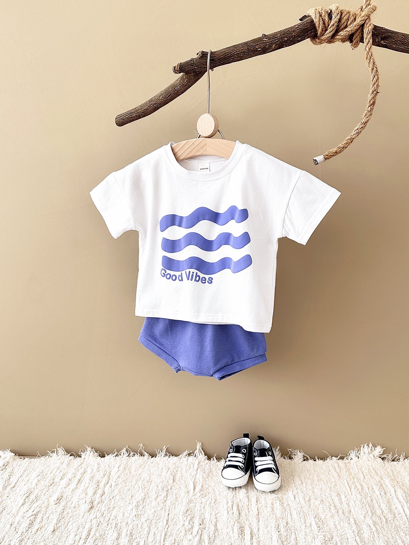 Baby Sun Print Top Casual Short Sleeve Two-piece Set