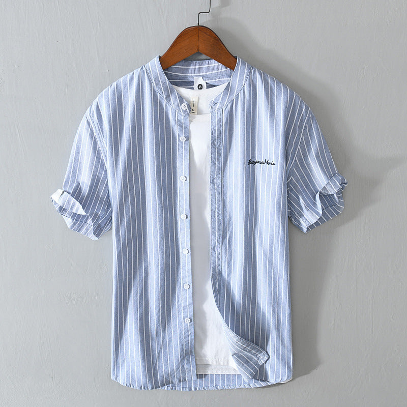 Stripes Short Sleeve Embroidered Shirt