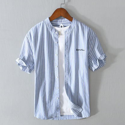 Stripes Short Sleeve Embroidered Shirt
