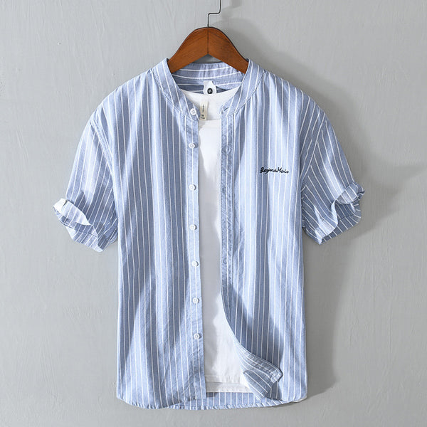 Stripes Short Sleeve Embroidered Shirt