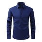 Full Elastic Force Natural Color Button Men's Plus Size Shirt