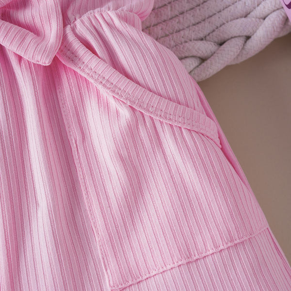 Girls' Striped Bow-Suspender Jumpsuit
