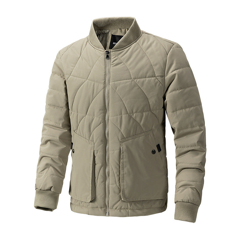 Stand Collar Plaid Cotton-padded Coat