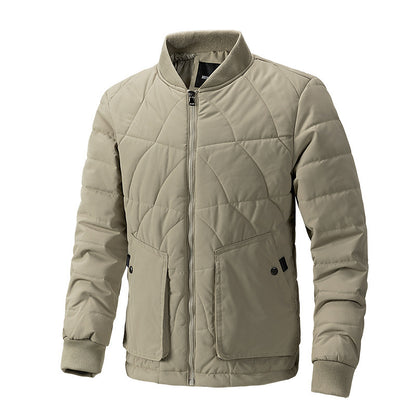 Stand Collar Plaid Cotton-padded Coat