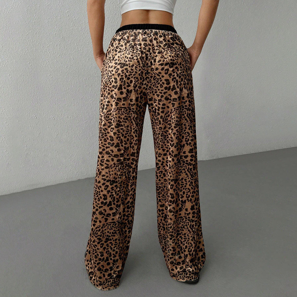 Women's Drooping Leopard Print Trousers