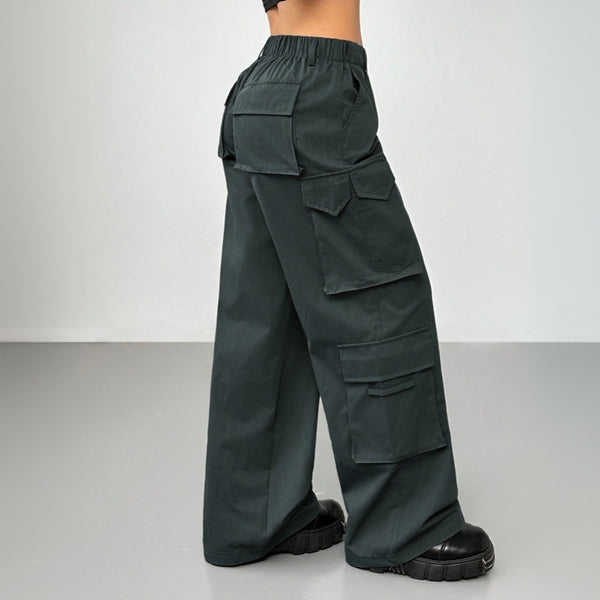 Elastic High Waist Wide-leg Trousers
