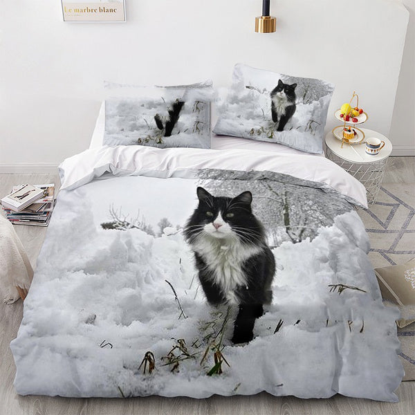Cat Series 3d Digital Printed Quilt Cover Three-piece Set - Stuffs & Savers