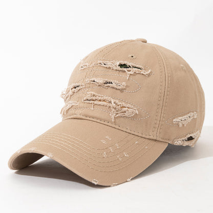 Casquette de baseball légère et réglable avec texte brodé au dos, tissu multicouche effet vieilli –