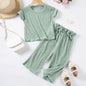 Girls Short Sleeve Trousers Suit