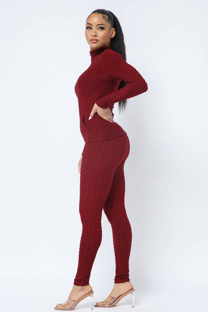 Ensemble Veste et Legging avec Poches Latérales Zippées Nid d'Abeille