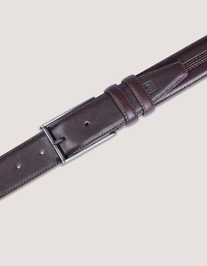 Dark Brown Center Stitched Formal Belt