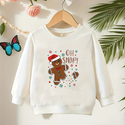 Kids Christmas Gingerbread Graphic Crew Neck Sweatshirts