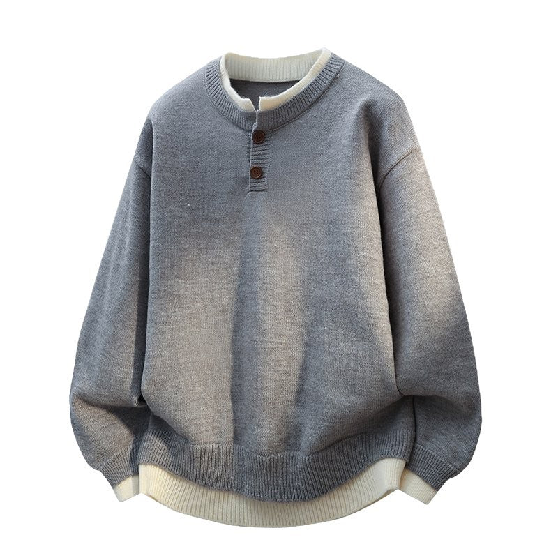 Henley Neck Knit Sweater