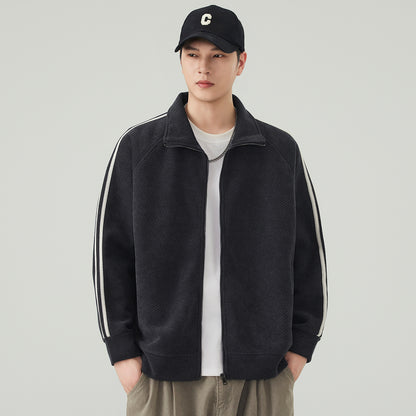 Stand Collar Solid Color Jacket