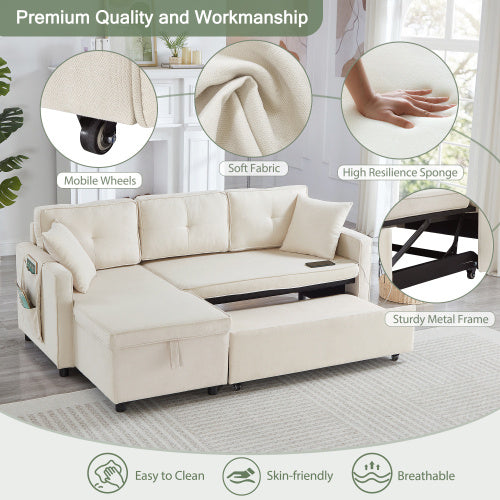 L-Shaped Sofa Bed with Storage Chaise