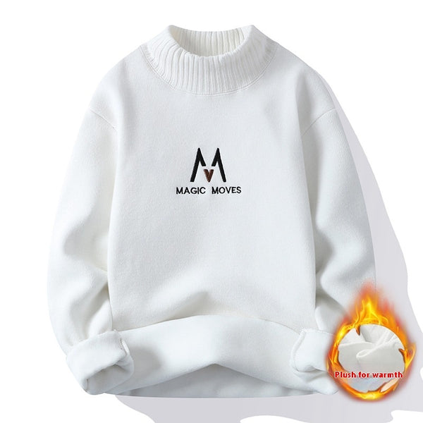 Pull pour homme doublé polaire épais d'hiver