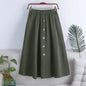 Button Elastic Waist Big Hem Skirt