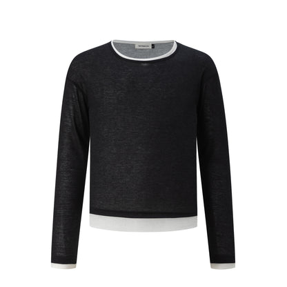 Fake Two-Piece Spliced Long Sleeve T-Shirt