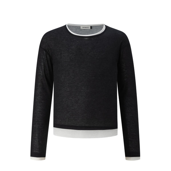 Fake Two-Piece Spliced Long Sleeve T-Shirt
