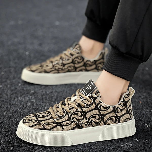 Men's Graffiti-Print Canvas Sneakers