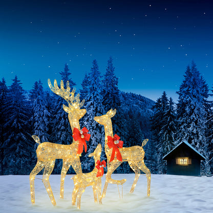 Golden Elk Family Courtyard Elk Decoration 3pcs122x54x38cm