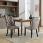Modern Set Of 2 Upholstered Velvet Dining Chairs, Button Tufted Kitchen Lounge Chairs With Brushed Wood Legs, Riveted Trim And Knocker Ring, For Dining Room Living Room