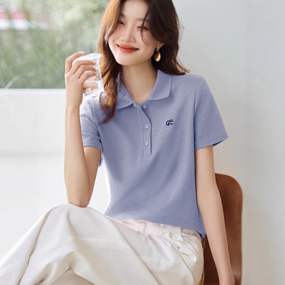 Sweet Youth-boosting Chic Polo Shirt With A Turn-down Collar