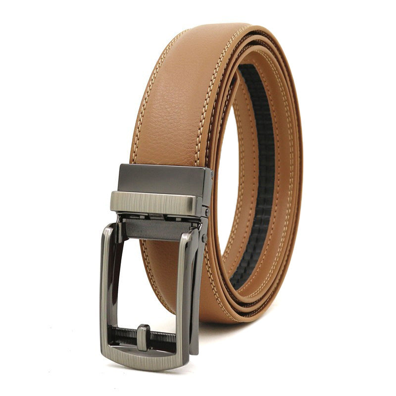 Men's automatic buckle two-layer cowhide leather belt ﻿