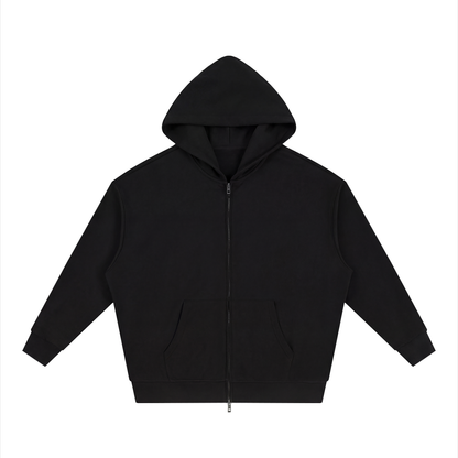 Waran Unisex Loose Solid Full Zip Hoodie