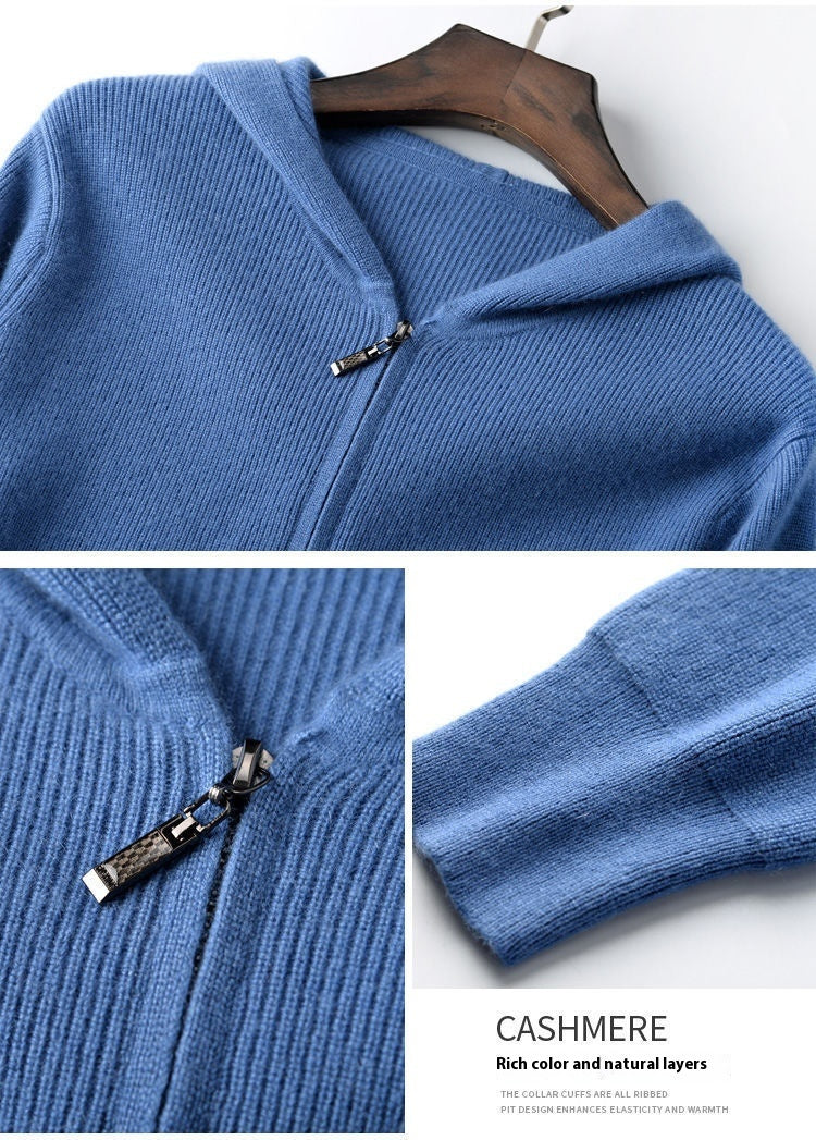Men's Zipper Hooded Sweater Cardigan