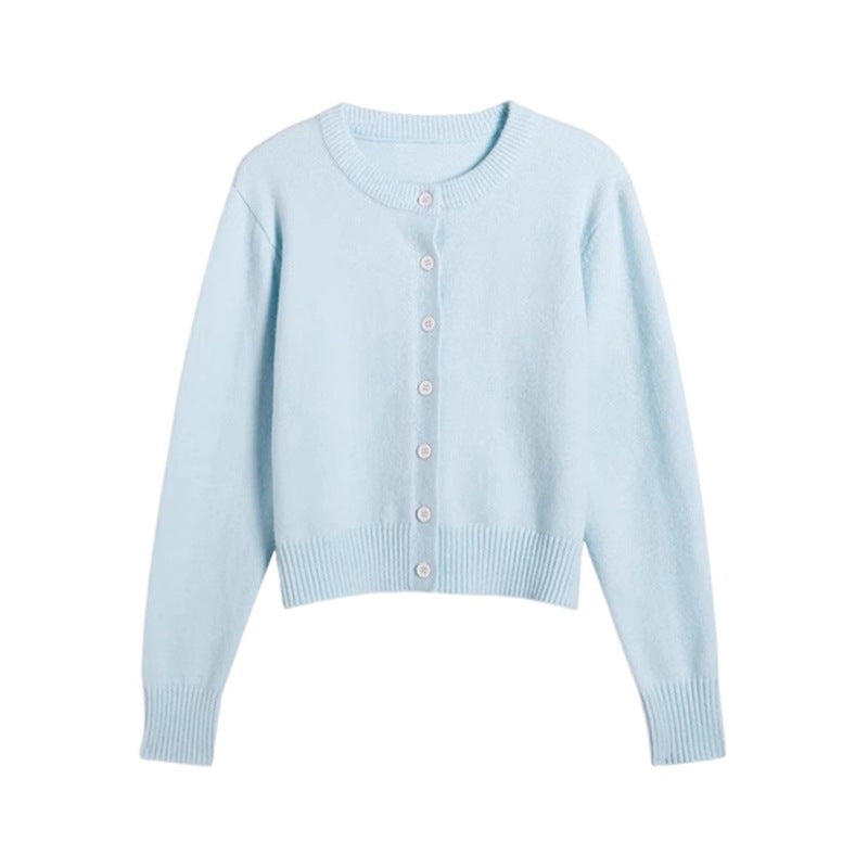 Single-Breasted Knit Cardigan Top