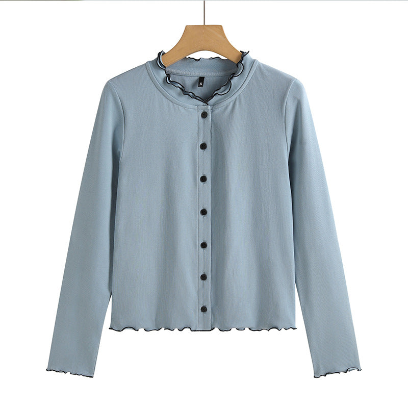 Slim button up cardigan long sleeved top