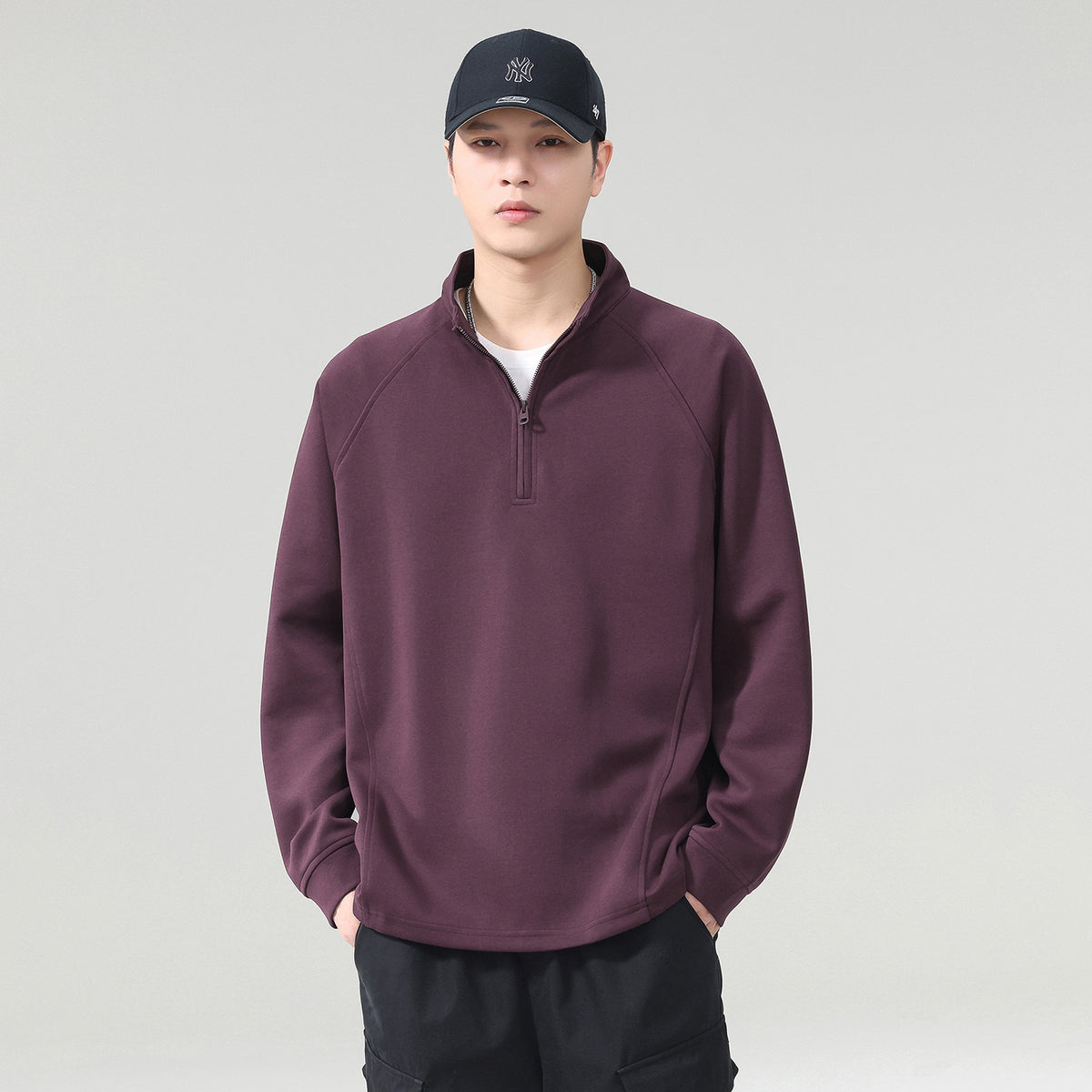 Stand Collar Casual Relaxed Men's Sweatshirt