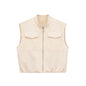 Flip zipper stand up collar loose vest